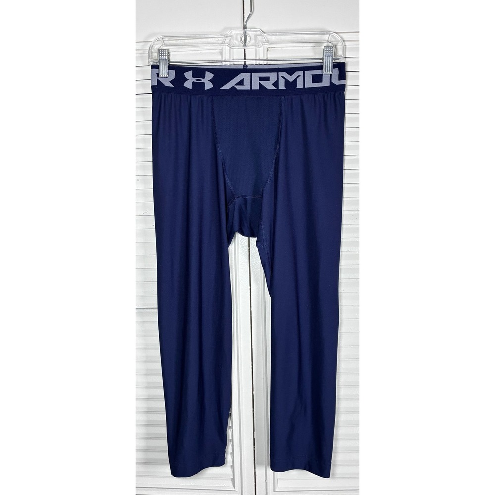 Under Armour HeatGear Crop Compression Leggings Navy Blue Mens NO SIZE